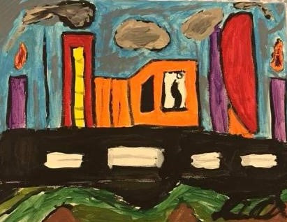 Digital Product of a "Construction Painting" Originally made of Acrylic Oil in 2017 by Joseph Evaldi